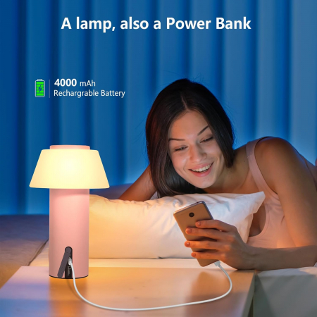Lampă de masa LED fara fir, reincarcabila 4000mAh, ciuperca [4]