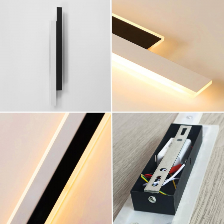 Lampa de perete cu LED-uri 20W, putere 2200LM, culoare 3000K, model 2 baghete alb/negru, 80cm [5]