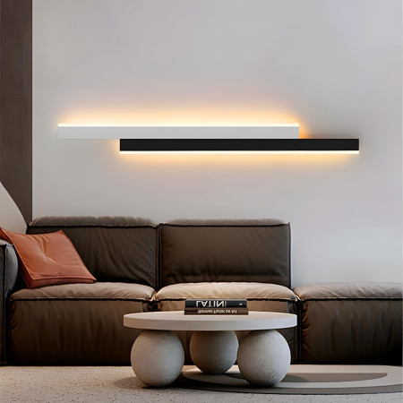 Lampa de perete cu LED-uri 20W, putere 2200LM, culoare 3000K, model 2 baghete alb/negru, 80cm [1]