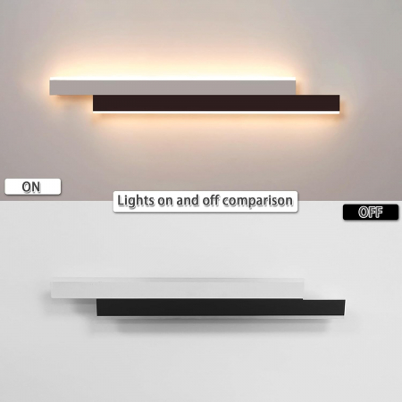 Lampa de perete cu LED-uri 20W, putere 2200LM, culoare 3000K, model 2 baghete alb/negru, 80cm [4]