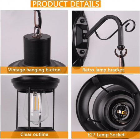 Lampa de perete din metal in stil retro, 60W, soclu E27 [5]