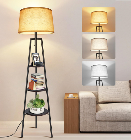 lampi de veghe - Lampa de podea cu rafturi si LED-uri