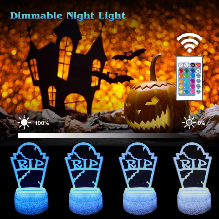Lampa de veghe 3D Craniu, 16 culori, telecomanda, alimentare USB sau baterii, 3 imagini [4]