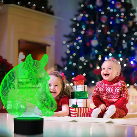 Lampa de veghe 3D Cal, 7 culori, alimentare USB, comenzi prin atingere [3]