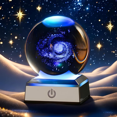 lampi de veghe - Lampa de veghe 3D Sferă de cristal galaxie Calea Lactee 8 cm
