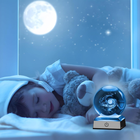 Lampa de veghe 3D Sferă de cristal galaxie Calea Lactee 8 cm [3]