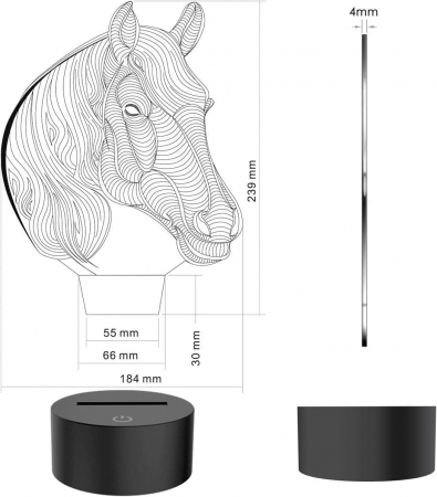 Lampa de veghe 3D Cal, 8 culori,  alimentare USB [7]