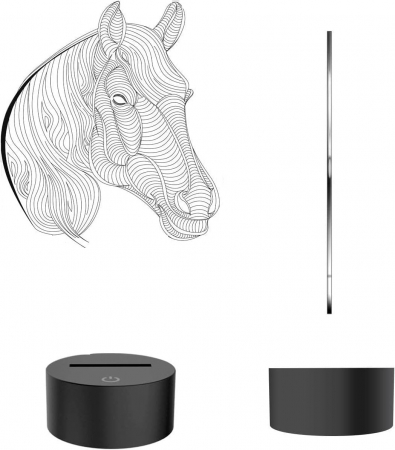 lampi de veghe - Lampa de veghe 3D Cal, 8 culori,  alimentare USB
