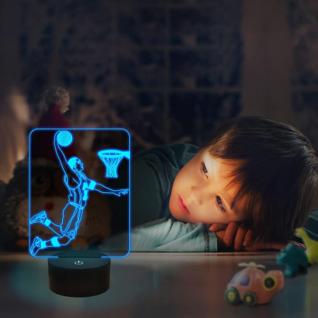 Lampa de veghe 3D Baschet, 16 culori, telecomanda, alimentare USB sau baterii [1]