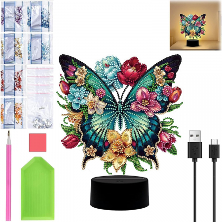 Lampa de veghe LED cu USB, pictură cu diamant DIY, Fluture [1]