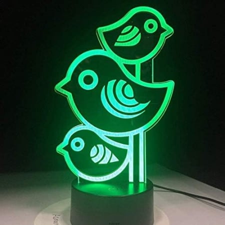 Lampa de veghe Pasarele 3D cu 7 culori, alimentare USB [Energy Class A +] [2]