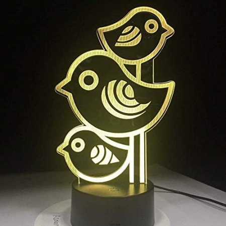 Lampa de veghe Pasarele 3D cu 7 culori, alimentare USB [Energy Class A +] [3]