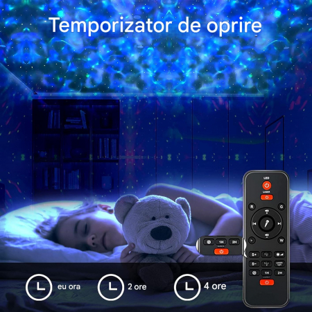 Proiector LED cu cer înstelat, cu valuri de apă rotative, cu telecomandă, player muzical cu Bluetooth [3]