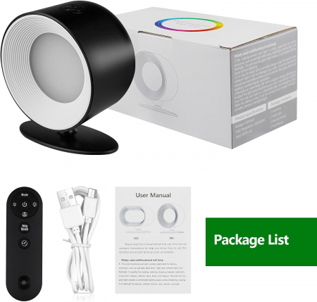 Lampa rotativa de perete cu telecomanda, reincarcabila, 5 Niveluri de luminozitate &7 culori cu 2500 mAh [6]