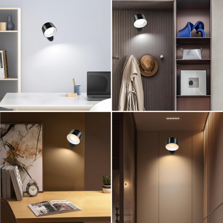 Lampa rotativa de perete cu telecomanda, reincarcabila, 5 Niveluri de luminozitate &7 culori cu 2500 mAh [4]