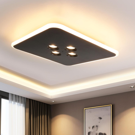 Lampa plafon LED 40W,intensitate reglabilă și telecomandă, pătrată neagră, 3000K-6500K [6]