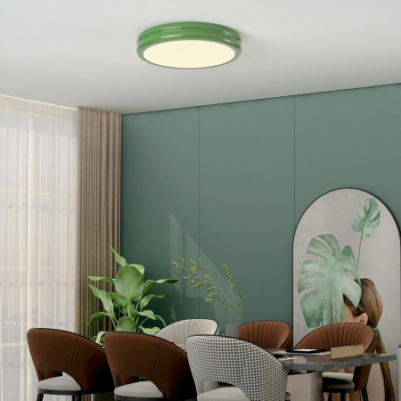 Lampa plafon LED 24W 30cm, IP20, lumina 3 culori, rama aluminiu verde [3]