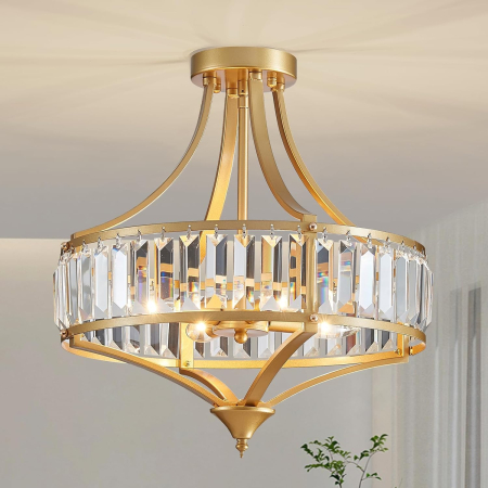 Plafonieră decorativa cu Cristale, 4 x E12, Max. 40W, Stil Elegant Vintage [1]