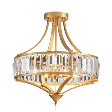LAMPI PLAFON - Plafonieră decorativa cu Cristale, 4 x E12, Max. 40W, Stil Elegant Vintage
