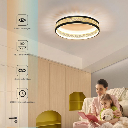 Lampa plafon rotunda, cu LED si telecomanda, 3200Lm, 38W, 3000-6000K 52 x 52 x 12 cm [4]