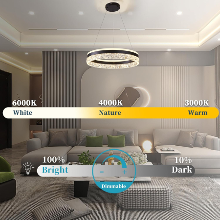 Lampa plafon rotunda, candelabru cu  LED si telecomanda, lumina 3 culori 100 x 50 x 50 cm [4]