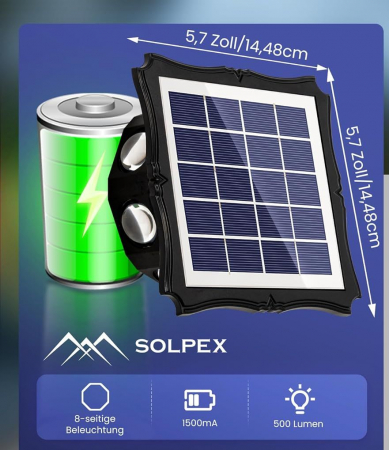 Lampă solară de perete, 3 moduri de iluminare, 8 LED-uri, set 2 bucati [4]