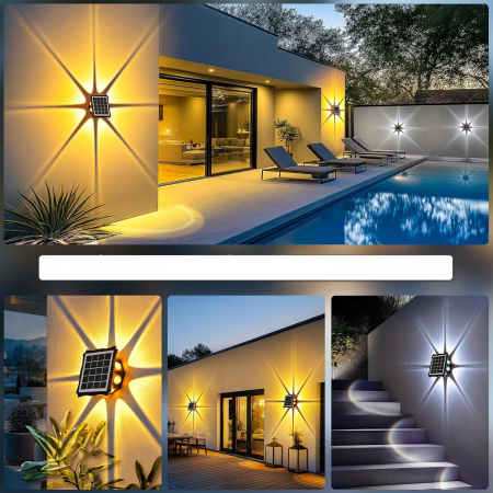 Lampă solară de perete, 3 moduri de iluminare, 8 LED-uri, set 2 bucati [6]