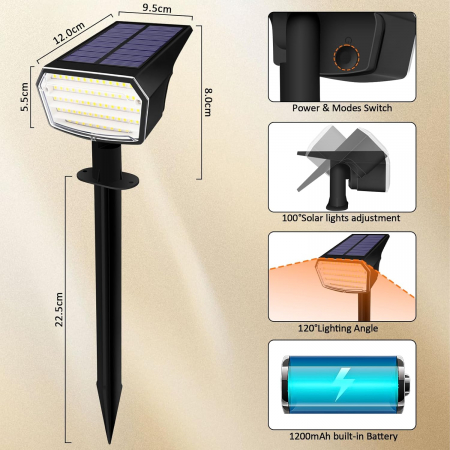Proiectoare solare cu 65 LED-uri. IP 65, set  2 bucati [4]