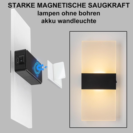 Set 2 Lămpi de Perete LED cu Touch – Lumină Alb Cald, 3 Niveluri de Intensitate, Baterie 4000 mAh, Fără Fir [3]
