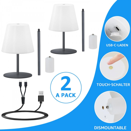 Lampi de masa de 9 x 9 x 17 cm, 7 culori RGB, incarcare USB, comanda tactila, set 2 bucati [4]