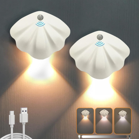 LAMPI PERETE - Lampi LED magnetice reincarcabile USB, cu senzor de miscare, albe, 2 bucati