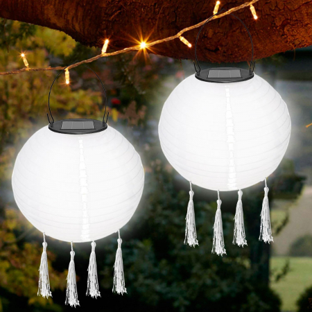 LAMPI SOLARE - Lampi solare LED decorative, tip felinar, impermeabile, lumina alba calda 3000K set 2 bucati
