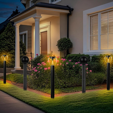 Lampi solare pentru gradina, cai de acces, impermeabile, de exterior set 3 lumini cu 2 stalpi decorativi [1]