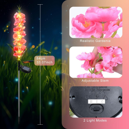 Set 4 Lămpi Solare pentru Grădină, Flori Tip Zambilă, LED Multicolore, 2 Moduri Iluminare, IP65, Decor Exterior [1]