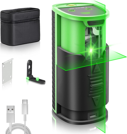 Seturi scule - Nivela laser reincarcabila Li-Ion 1000mAh, bază magnetică la 360°, nivelare automată