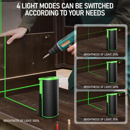 Nivela laser reincarcabila Li-Ion 1000mAh, bază magnetică la 360°, nivelare automată [3]