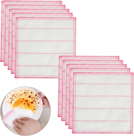 Bureti si lavete - Lavete de lustruit din microfibră de sticlă 25 x 25 cm, set 10 bucati alb roz