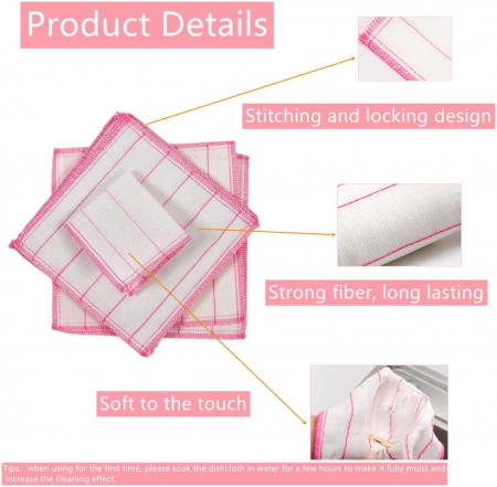 Lavete de lustruit din microfibră de sticlă 25 x 25 cm, set 10 bucati alb roz [4]