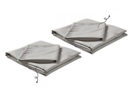 Lenjerie de pat cu uscare rapida 135x200  Gri 4 piese-2 huse pilote+ 2 huse perini 80x80 cm [1]