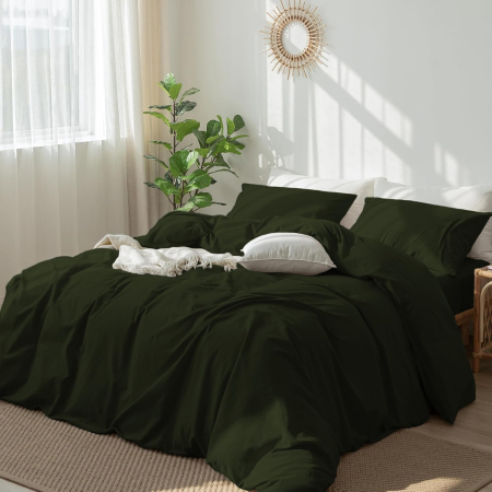 lenjerie pat - Lenjerie de pat 3 piese, husa pilota 240x220 cm, 2 fete perini 65x65 cm ,verde