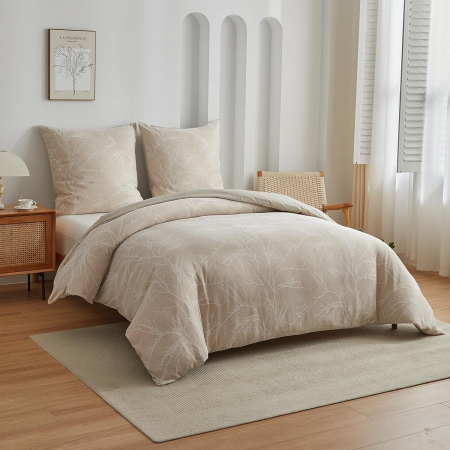 Lenjerie de pat Bej, husa pilota 200x220 cm, 2 fete perini 80x80 cm [1]