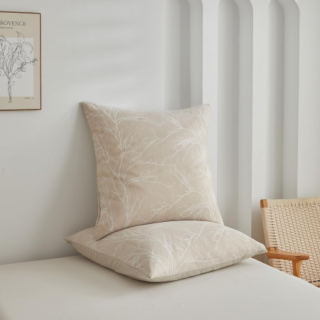 Lenjerie de pat Bej, husa pilota 200x220 cm, 2 fete perini 80x80 cm [6]