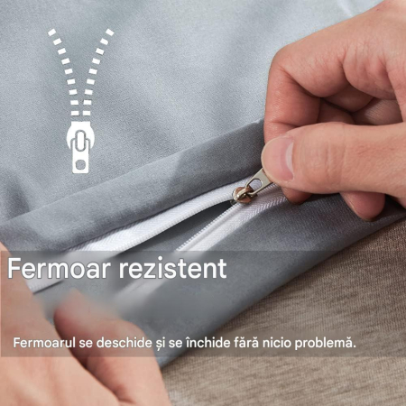 Lenjerie gri de pat , husa pilota 2x135x200 cm, 2 fete perini 80x80 cm [2]
