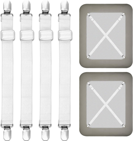 ACCESORII PAT - Curele elastice tensionare cearsaf pat, set 4 bucati