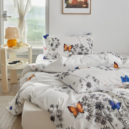 Lenjerie de pat cu model cu fluturi, husa pilota 220x240 cm, 2 fete perini 65x65 cm [2]