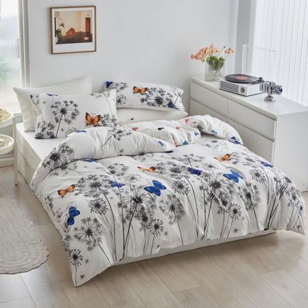 Lenjerie de pat cu model cu fluturi, husa pilota 220x240 cm, 2 fete perini 65x65 cm [1]