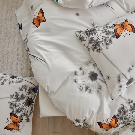 Lenjerie de pat cu model cu fluturi, husa pilota 220x240 cm, 2 fete perini 65x65 cm [5]