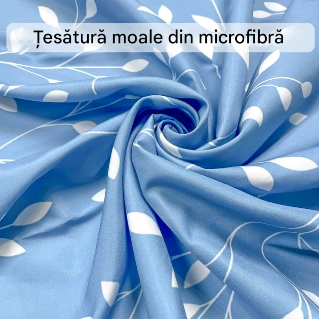 Lenjerie de pat cu uscare rapida 155x200  albastru cu model 3 piese-1 husa pilota+ 2 huse perini 80x80 cm [4]