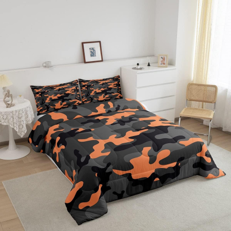 Lenjerie de pat camuflaj din 3 piese, husa pilota 230x220 cm si 2 fete perini [1]
