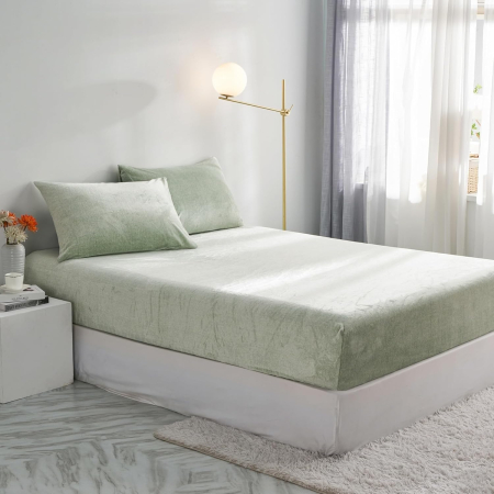 Cearsaf de pat din flanel verde deschis, cu fermoar, + inaltimea bazei 25-30 cm [2]